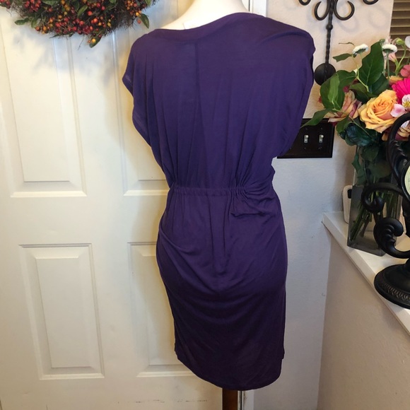 Purple Marciano Tie Waist Tunic KimonoSleeve Dress - Picture 5 of 8